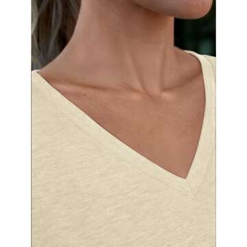 AUTOMET T Shirts for Women Short Sleeve Shirts V Neck Plus Size Summer Tops Casual Beach Vacation Outfits Clothes 2025 Cream L