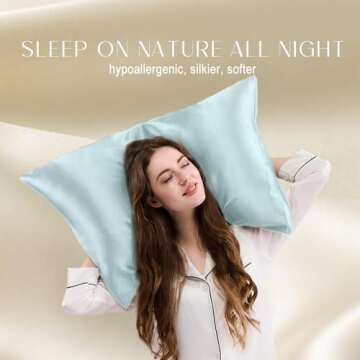 ZIMASILK 100% Pure Mulberry Silk Pillowcase for Hair and Skin Health,Soft and Smooth,Both Sides Premium Grade 6A Silk,600 Thread Count,with Hidden Zipper,1pc (Queen 20''x30'',Lake Blue)