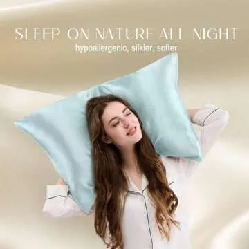 ZIMASILK 100% Pure Mulberry Silk Pillowcase for Hair and Skin Health,Soft and Smooth,Both Sides Premium Grade 6A Silk,600 Thread Count,with Hidden Zipper,1pc (Queen 20''x30'',Lake Blue)