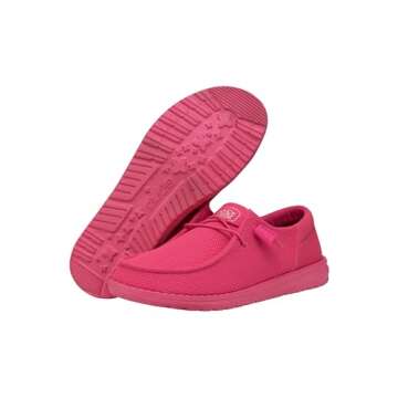 Stylish HEYDUDE Wendy Funk Mono Electric Pink Slip-on Shoes