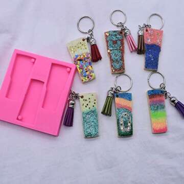 Riomh Tumbler Silicone Mold, Perfect Partner to Cup Turner (Cuptisseries), DIY Glossy Water Glass Shape for Key Chain Perforated Resin Clay Mold Crafts Tools Moulds for Plaster