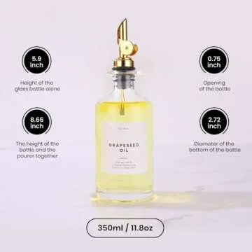 Molimoli Olive Oil Dispenser Bottle for Kitchen, Oil Dispenser w. Weighted Pourer, Glass Bottle Dispenser for Kitchen, Olive Oil Cruet, Glass Olive Oil Bottle | 350ml, Set of 1