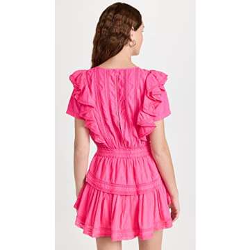 LOVESHACKFANCY Women's Natasha Dress, Watermelon Ice, Pink, M