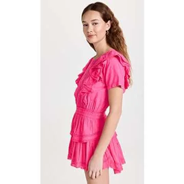 LOVESHACKFANCY Women's Natasha Dress, Watermelon Ice, Pink, M