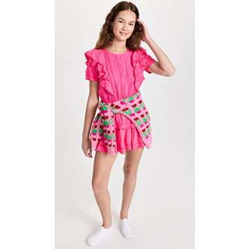 LOVESHACKFANCY Women's Natasha Dress, Watermelon Ice, Pink, M