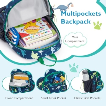 mommore Kids Backpack for Kindergarten Water Resistant Preschool Backpack Dinosaur Boys Bookbag Age 3-6