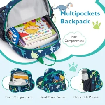 mommore Kids Backpack for Kindergarten Water Resistant Preschool Backpack Dinosaur Boys Bookbag Age 3-6