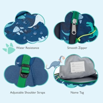 mommore Kids Backpack for Kindergarten Water Resistant Preschool Backpack Dinosaur Boys Bookbag Age 3-6