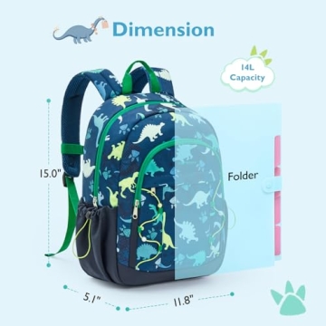 mommore Kids Backpack for Kindergarten Water Resistant Preschool Backpack Dinosaur Boys Bookbag Age 3-6