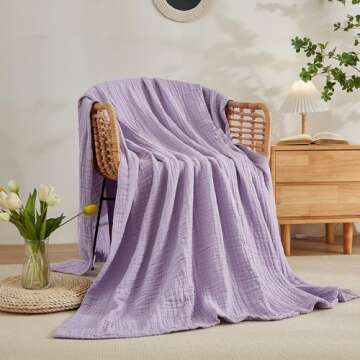 EMME Cotton Throw Blanket for Couch Soft Airy Muslin Bed Blankets Lightweight Breathable Blanket All...