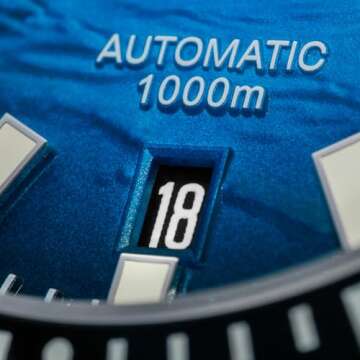 ADDIESDIVE 1000 M Waterproof Automatic Dive Watch NH35 Movement Synthetic Sapphire Mens Watch Blue 3D Wave Ripples