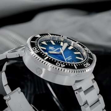 ADDIESDIVE 1000 M Waterproof Automatic Dive Watch NH35 Movement Synthetic Sapphire Mens Watch Blue 3D Wave Ripples