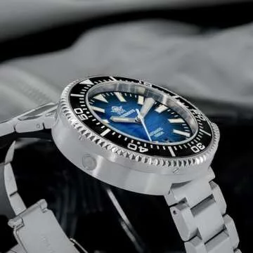 ADDIESDIVE 1000 M Waterproof Automatic Dive Watch NH35 Movement Synthetic Sapphire Mens Watch Blue 3D Wave Ripples