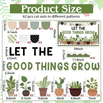 ZOiiWA Spring Potted Plant Bulletin Board Set Spring Greenery Classroom Bulletin Board Decoration Mo...
