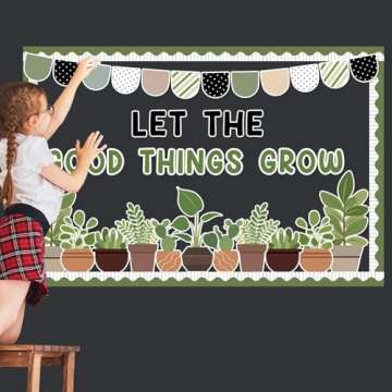 ZOiiWA Spring Potted Plant Bulletin Board Set Spring Greenery Classroom Bulletin Board Decoration Motivational Plant Cutouts Let The Good Things Grow Bulletin Board Kit for School Home Office Decor
