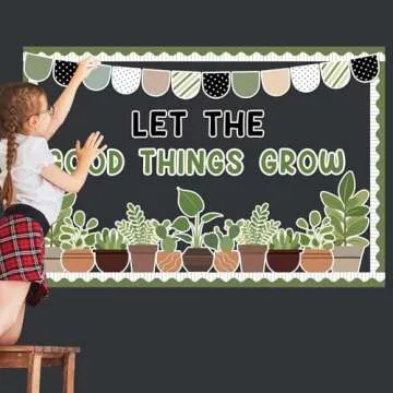 ZOiiWA Spring Potted Plant Bulletin Board Set Spring Greenery Classroom Bulletin Board Decoration Motivational Plant Cutouts Let The Good Things Grow Bulletin Board Kit for School Home Office Decor