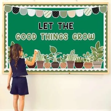 ZOiiWA Spring Potted Plant Bulletin Board Set Spring Greenery Classroom Bulletin Board Decoration Motivational Plant Cutouts Let The Good Things Grow Bulletin Board Kit for School Home Office Decor