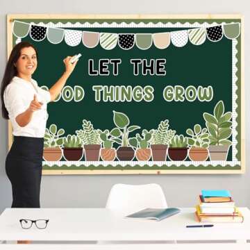 ZOiiWA Spring Potted Plant Bulletin Board Set Spring Greenery Classroom Bulletin Board Decoration Motivational Plant Cutouts Let The Good Things Grow Bulletin Board Kit for School Home Office Decor