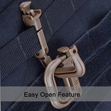 XTACER Tactical Multipurpose Small D-Ring Locking Hanging Hook Tactical Link Snap Keychain Button Release for Molle Webbing (Set of 10) (5 Black +5 Brown)