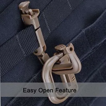 XTACER Tactical Multipurpose Small D-Ring Locking Hanging Hook Tactical Link Snap Keychain Button Release for Molle Webbing (Set of 10) (5 Black +5 Brown)