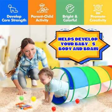 Kids Play Tunnel for Toddlers, Baby Tunnel Pop Up Tunnels for Kids to Crawl Through Collapsible Todd...