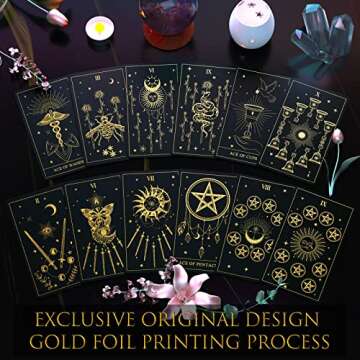 ACELION Original Tarot Card Set with Guide, 78 Pieces of Tarot Cards with Gold foil on The Surface?...