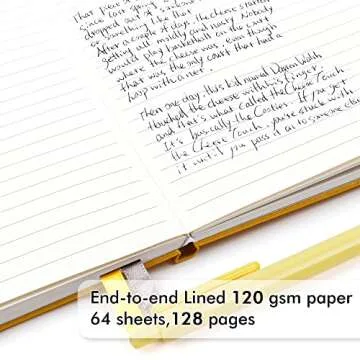 feela 3 Pack Notebooks Journals Bulk with 3 Black Pens, A5 Hardcover Notebook Classic Ruled Lined Journal Set with Pen Holder for Work Business Journaling Note Taking, 120 GSM, 5.1”x8.3”, Yellow