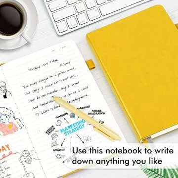 feela 3 Pack Notebooks Journals Bulk with 3 Black Pens, A5 Hardcover Notebook Classic Ruled Lined Journal Set with Pen Holder for Work Business Journaling Note Taking, 120 GSM, 5.1”x8.3”, Yellow