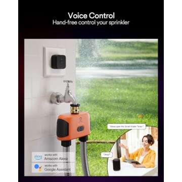 Lumary Smart Sprinkler Timer 2 Zone, WiFi Water Timer for Garden Hose, Brass Inlet Water Hose Timer Outdoor, Manual/Automatic Drip Irrigation Timer, App/Voice Control Work with Alexa, Orange, L-WT2A1