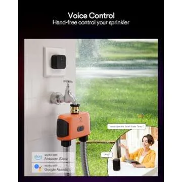 Lumary Smart Sprinkler Timer 2 Zone, WiFi Water Timer for Garden Hose, Brass Inlet Water Hose Timer Outdoor, Manual/Automatic Drip Irrigation Timer, App/Voice Control Work with Alexa, Orange, L-WT2A1