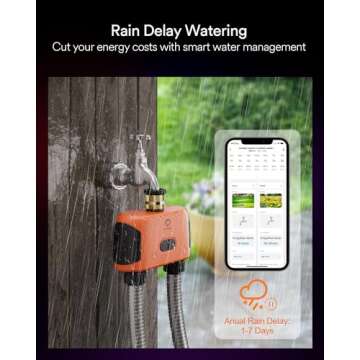 Lumary Smart Sprinkler Timer 2 Zone, WiFi Water Timer for Garden Hose, Brass Inlet Water Hose Timer Outdoor, Manual/Automatic Drip Irrigation Timer, App/Voice Control Work with Alexa, Orange, L-WT2A1
