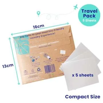 "Naturali Eco Travel Laundry Detergent Sheets - 5-Pack: Compact, Convenient, Cruise Ship Essentials; Sink & Hand Wash Soap; Must-Have for International & European Travel