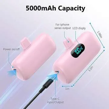 Mini Portable Charger 5000mAh for iPhone - 2 Pack Backup Power Bank