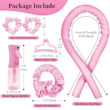 Heatless Hair Curler and Curling Scrunchie Set, Heatless Curls Overnight, Heatless Curling Rod With ...