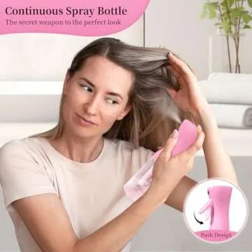 Heatless Hair Curler and Curling Scrunchie Set, Heatless Curls Overnight, Heatless Curling Rod With Spray Bottle, Overnight Blowout Rods, No Smell, No Heat Wave Curlers for All Hair Types (Pink)