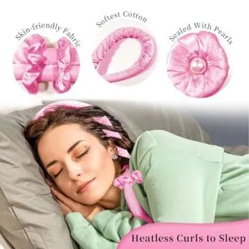 Heatless Hair Curler and Curling Scrunchie Set, Heatless Curls Overnight, Heatless Curling Rod With Spray Bottle, Overnight Blowout Rods, No Smell, No Heat Wave Curlers for All Hair Types (Pink)