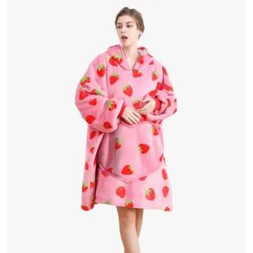 Dietersler Wearable Blanket Hoodie For Women, Strawberry Oversized Blanket Hoodie, Warm Cozy Blanket...