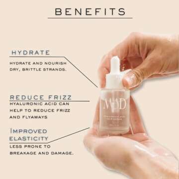 MAD HAIR CO. Hair Serum with Hyaluronic Acid, Squalane oil, Argan Oil - For Hydration, Improved Elas...
