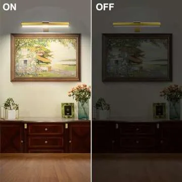 Picture Light with Remote Control - Wireless Art Accent Light, Rechargeable Battery Operated Dimmable Full Metal, 3 Light Colors, Down Light for Display