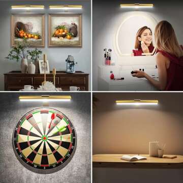Picture Light with Remote Control - Wireless Art Accent Light, Rechargeable Battery Operated Dimmable Full Metal, 3 Light Colors, Down Light for Display