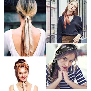 MEISEE 4 Pcs or2 Pcs 27 inches Silk Feel Satin Square Head Scarves for Women Neck Hair Scarves Hair Bandanas Neckerchief