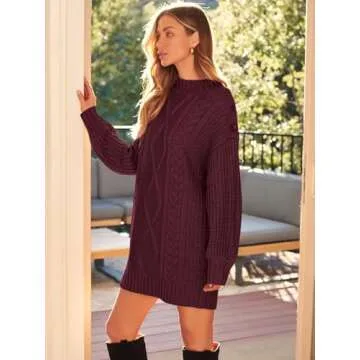 LILLUSORY Women’s Cozy Cable Knit Sweater Dress XL Red