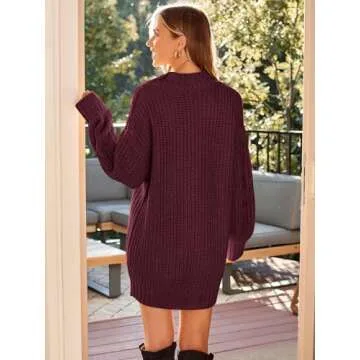 LILLUSORY Women’s Cozy Cable Knit Sweater Dress XL Red