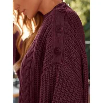 LILLUSORY Women’s Cozy Cable Knit Sweater Dress XL Red