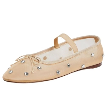 JORISTIMO Crystal Mesh Ballet Flats with Buckle Accent for Chic Elegance