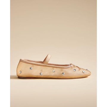 JORISTIMO Classic Comfort Crystal Mesh Ballet Flats for Women