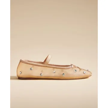 JORISTIMO Classic Comfort Crystal Mesh Ballet Flats for Women