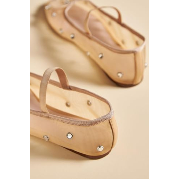 JORISTIMO Classic Comfort Crystal Mesh Ballet Flats for Women
