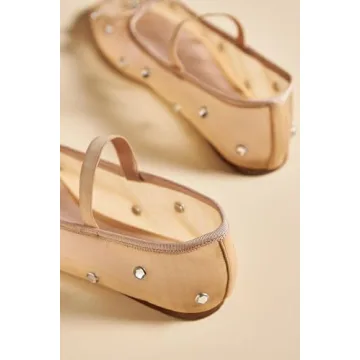 JORISTIMO Classic Comfort Crystal Mesh Ballet Flats for Women