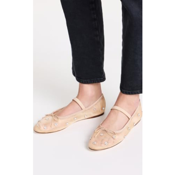 JORISTIMO Classic Comfort Crystal Mesh Ballet Flats for Women